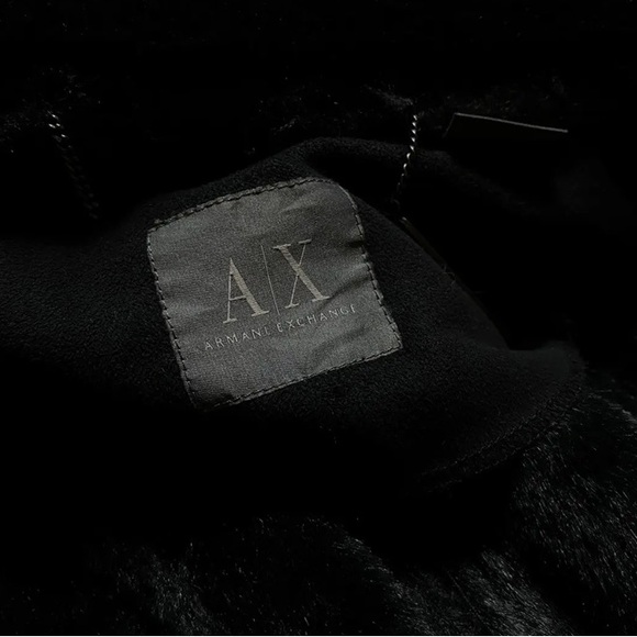 Armani Exchange suede shearling hooded soft fur fleece lined jacket coat - Picture 6 of 7